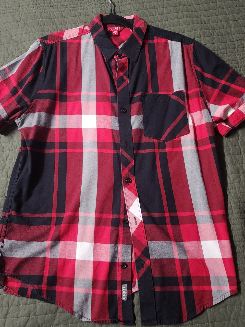 Guess Red Plaid Short-Sleeve Shirt - Guess